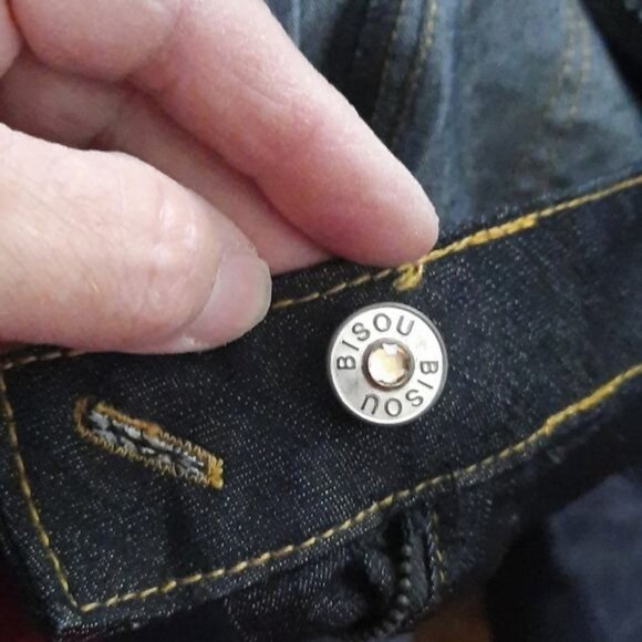 Bisou Bisou Dark Wash Denim Jean Bell Bottom Leg - Picture 8 of 8